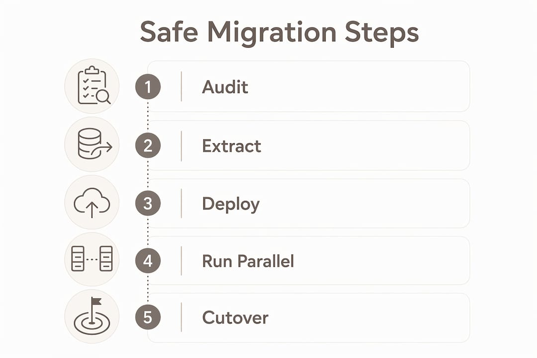 Infographic illustrating five safe migration steps