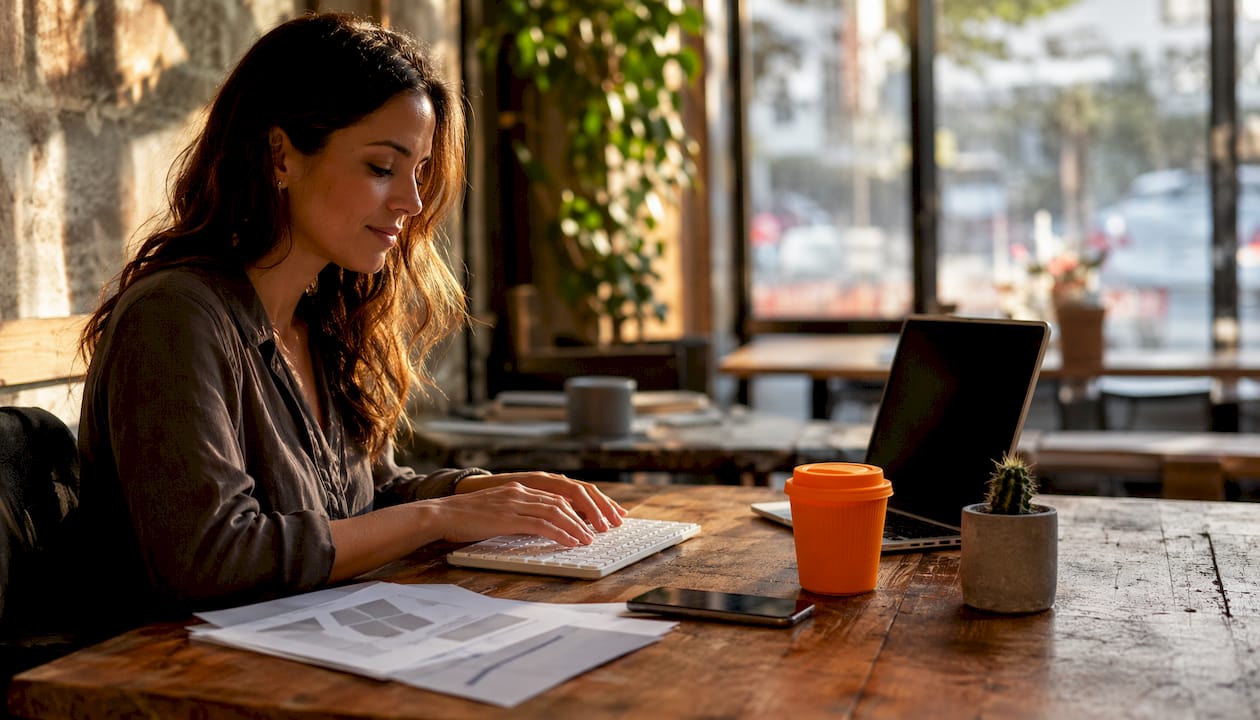 Ecommerce support agent typing at desk