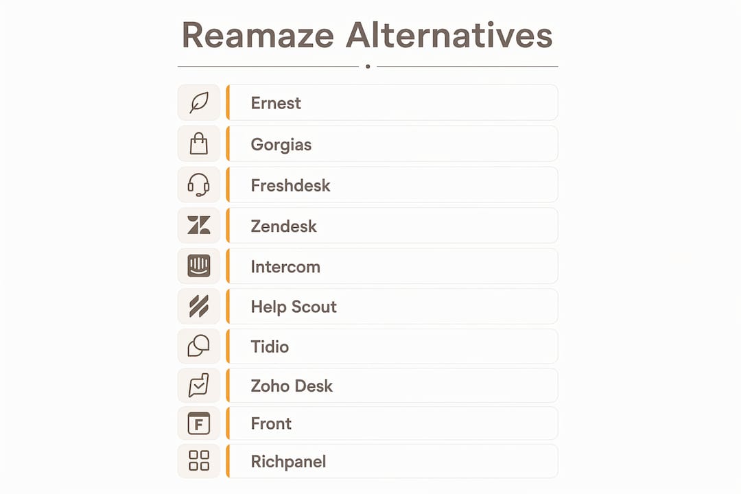 Infographic comparing Reamaze ecommerce support alternatives