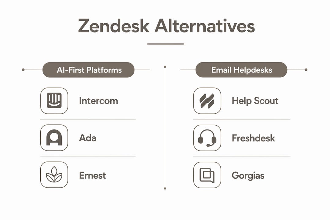 Infographic comparing Zendesk alternatives for ecommerce AI chat