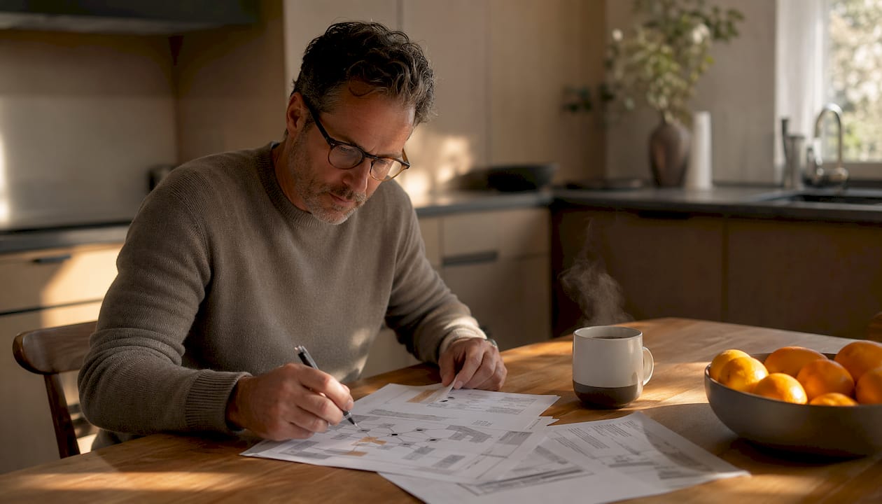 Man arranging Shopify AI customer service documents
